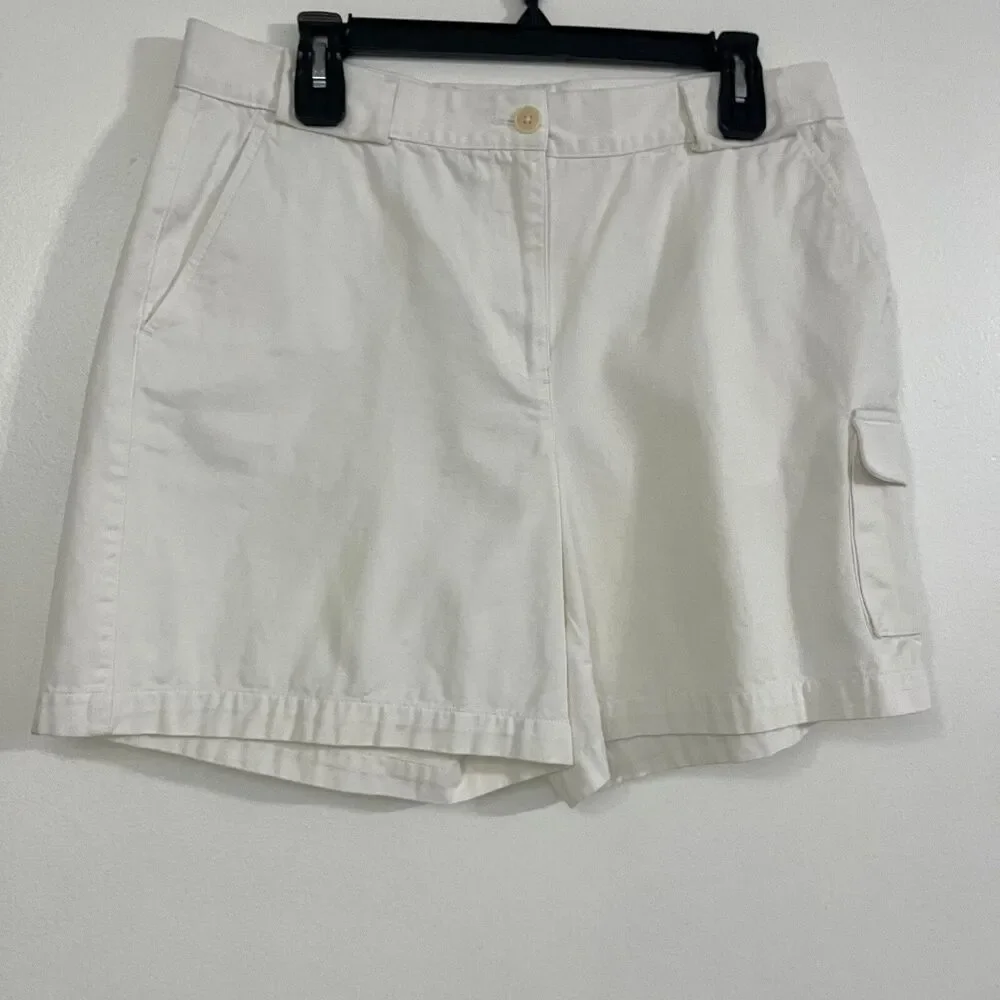 Lauren Ralph Lauren White Cargo Shorts Women's Size 12 Cotton Mid Rise Casual